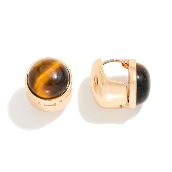 Marbled Acetate Stone Huggie Hoop Earrings 

- Approximately .5" L