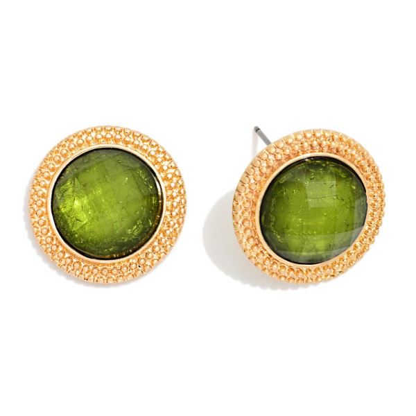 Metallic Acetate Drop Earrings With Metal Tone Border 

- Approximately .75" L