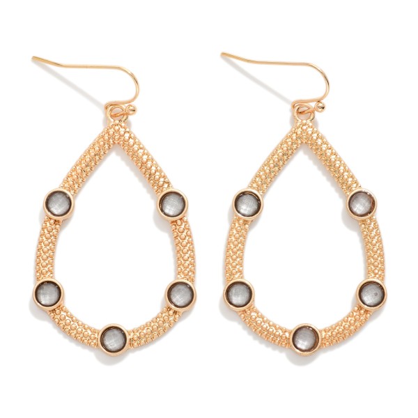 Studded Textured Metal Teardrop Drop Earrings

- Approximately 1.75" L 