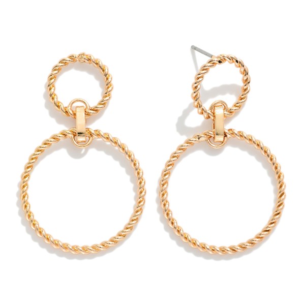 Linked Twisted Metal Hoops Post Drop Earrings 

- Approximately 1.5" L 