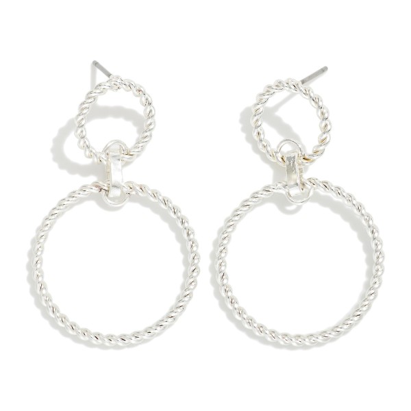 Linked Twisted Metal Hoops Post Drop Earrings 

- Approximately 1.5" L 