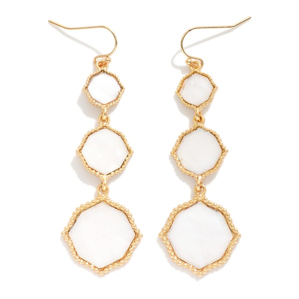 Linked Pearlescent Quatrefoil Drop Earrings

- Approximately 2.75" L