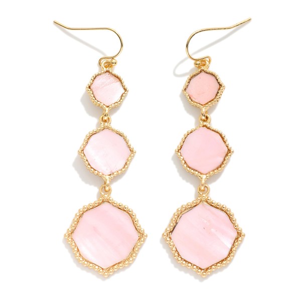 Linked Pearlescent Quatrefoil Drop Earrings

- Approximately 2.75" L
