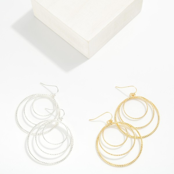 Layered Textured Hoop Drop Earrings

- Approximately 2.25" L 