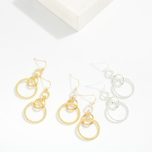 Linked Textured Metal Circle Drop Earrings

- Approximately 2" L 