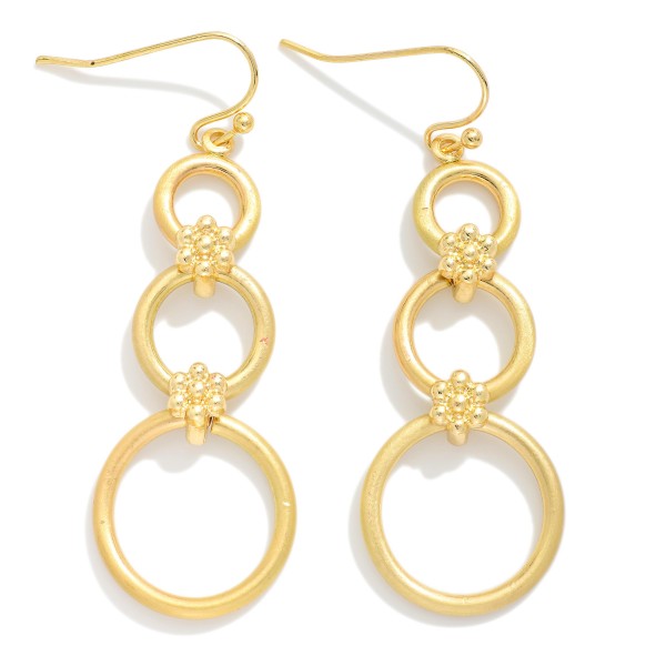 Linked Metal Cirlce Drop Earrings Featuring Ball Clusters 

- Approximately 2" L 
