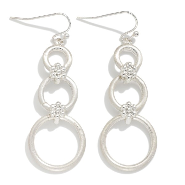 Linked Metal Cirlce Drop Earrings Featuring Ball Clusters 

- Approximately 2" L 
