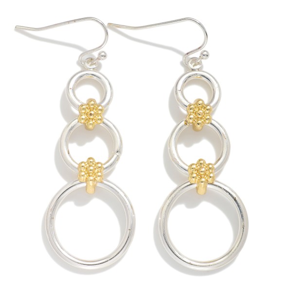 Linked Metal Cirlce Drop Earrings Featuring Ball Clusters 

- Approximately 2" L 
