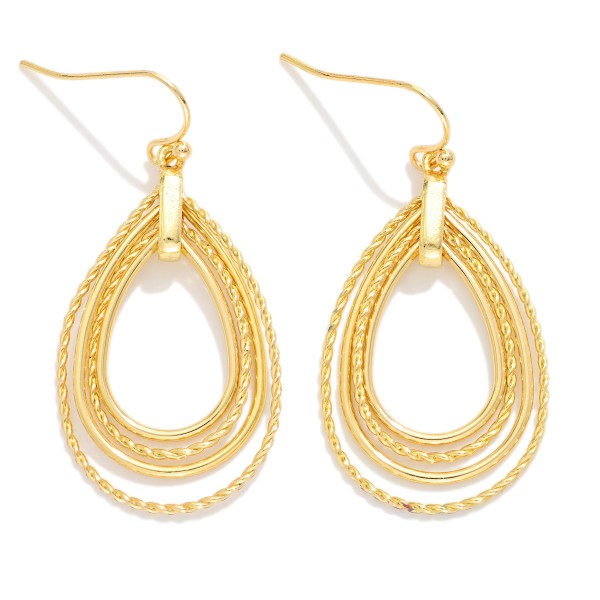 Layered Metal Tone Teardrop Drop Earrings 

- Approximately 2" L  