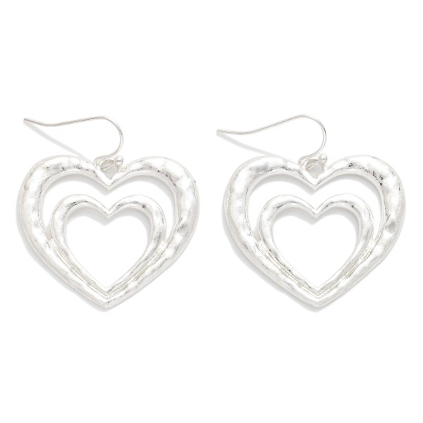 Layered Hammered Metal Hearts Drop Earrings 

- Approximately 1.25" L