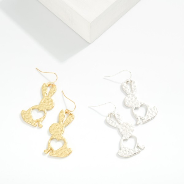 Hammered Metal Easter Bunny Drop Earrings 

- Approximately 1.5" L