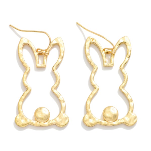 Hammered Metal Hollow Easter Bunny Post Drop Earrings 

- Approximately 1.25" L