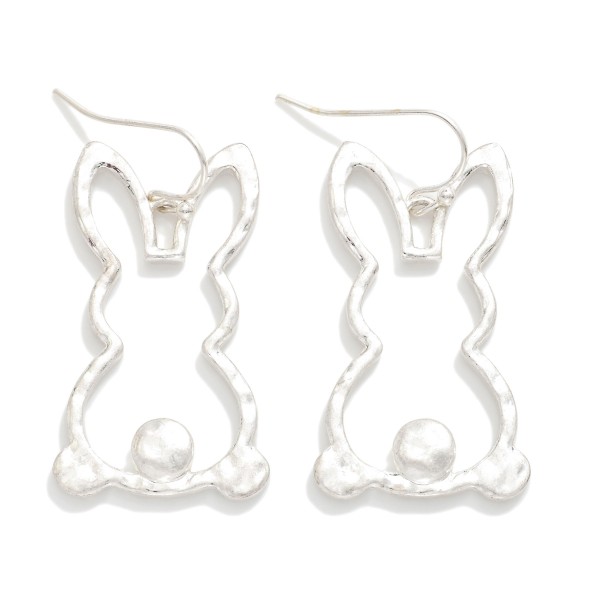 Hammered Metal Hollow Easter Bunny Post Drop Earrings 

- Approximately 1.25" L