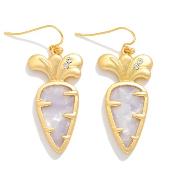 Marble Aceteat Carrot Drop Earrings Featuring Rhinstone Detail

- Approximately 2" L 
