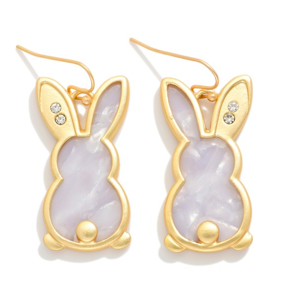 Marble Acetate Easter Bunny Drop Earring Featuring Rhinstone Detail 

- Approximately 1.75" L 