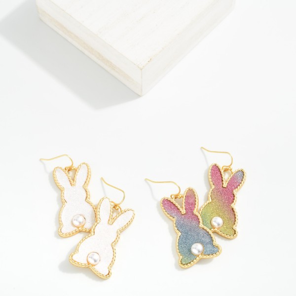 Glitter Easter Bunny Drop Earrings 

- Approximately 1.25" L