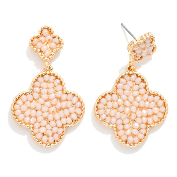 Linked Metal Clover Featuring Faceted Bead Filled Drop Earrings

- Approximately 1.5" L 