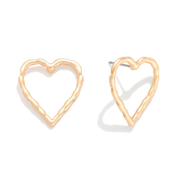 Hammered Metal Heart Post Drop Earrings 

- Approximately .75" L