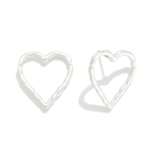 Hammered Metal Heart Post Drop Earrings 

- Approximately .75" L