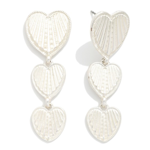 Linked Textured Metal Heart Post Drop Earrings

- Approximately 2" L

