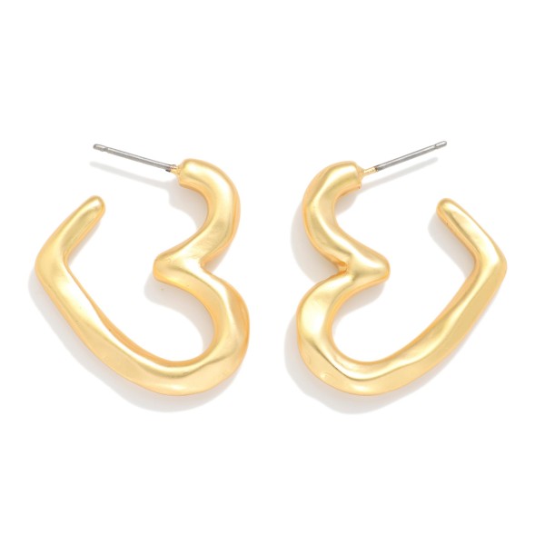 Hammered Metal Heart Hoop Earrings 

- Approximately 1" D