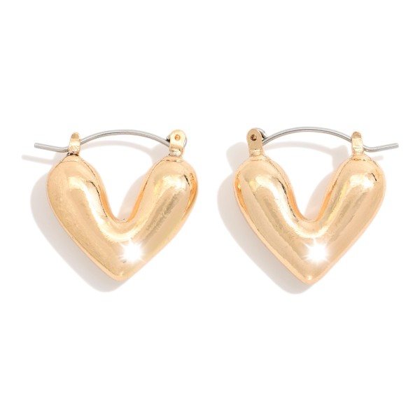 Metal Tone Puffy Heart Drop Earrings 

- Approximately 1." L 