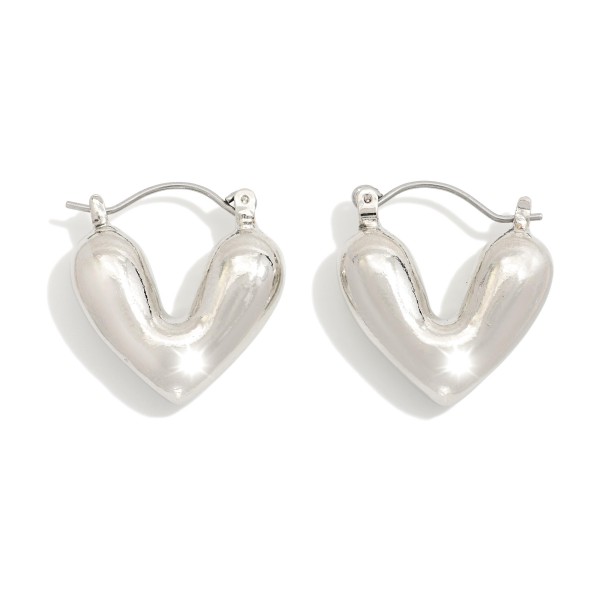 Metal Tone Puffy Heart Drop Earrings 

- Approximately 1." L 