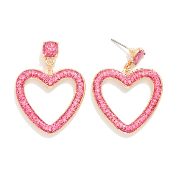 Glitter Acetate Heart Post Drop Earrings 

- Approximately 1.5" L