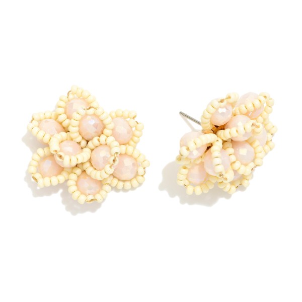 Beaded Flower Post Drop Earring 

- Approximately 1" D 