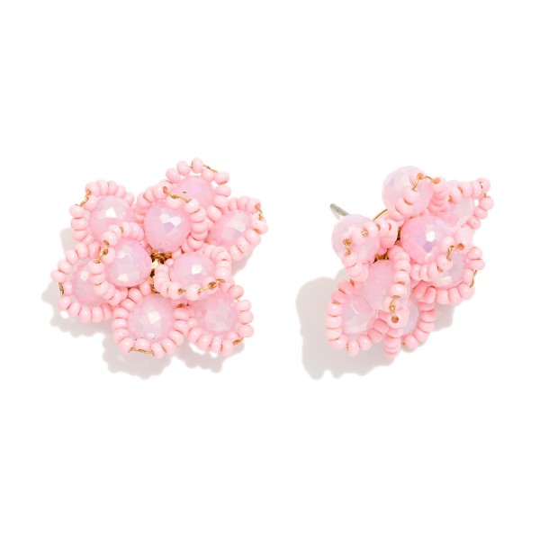 Beaded Flower Post Drop Earring 

- Approximately 1" D 