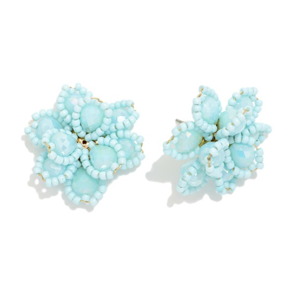 Beaded Flower Post Drop Earring 

- Approximately 1" D 