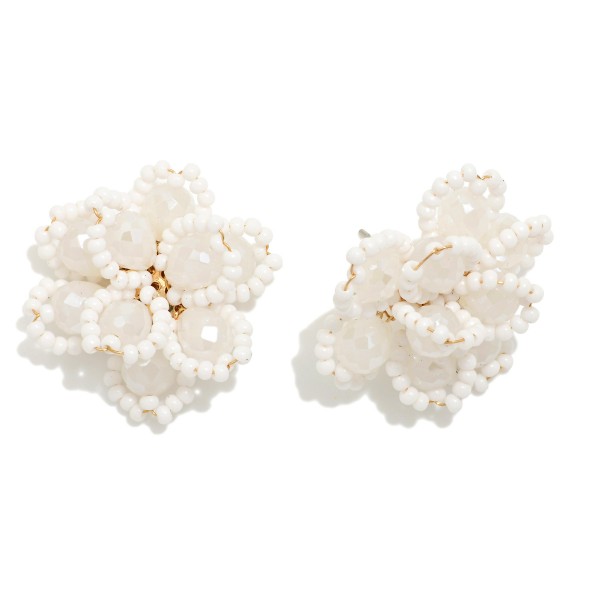 Beaded Flower Post Drop Earring 

- Approximately 1" D 