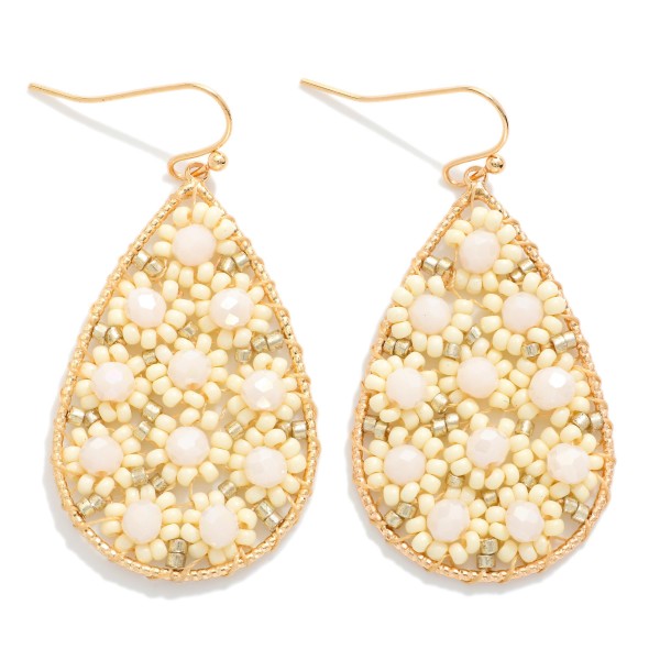 Beaded Flower Teardrop Earrings

- Approximately 2" L 
