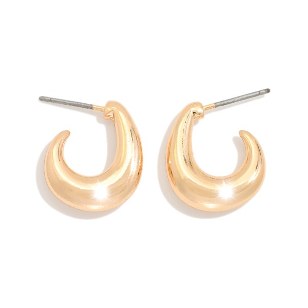 Metal Tone Tapered Teardrop Hoop Earrings 

- Approximately .5" D