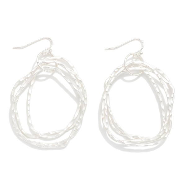 Layered Hammered Metal Geometric Shape Drop Earrings 

- Approximately 2" L