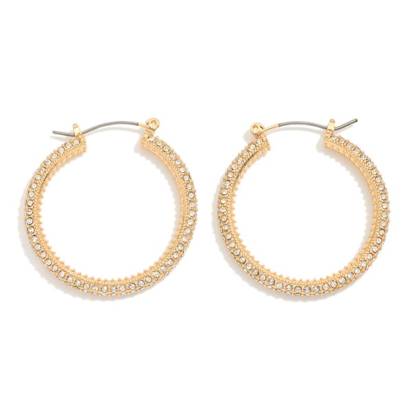 Rhinestone Studded Hoop Earrings

- Approximately 1.75" D 