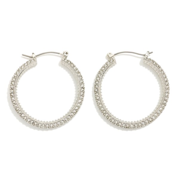 Rhinestone Studded Hoop Earrings

- Approximately 1.75" D 