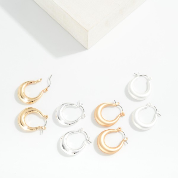 Metal Tapered Hoop Earring 

- Approximately .5" D