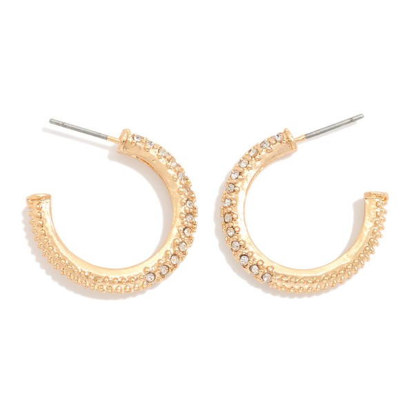 Rhinestone Studded Hoop Earrings 

- Approximately .75" D