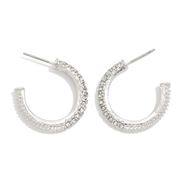 Rhinestone Studded Hoop Earrings 

- Approximately .75" D