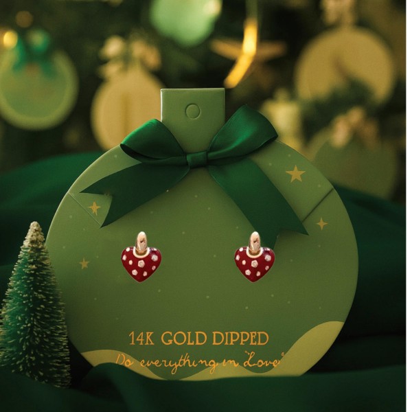 Do Everything In Love Enamel Heart Post Drop Earrings Featuring Rhinestone Details 

- Christmas Card Included 
- Gold Dipped 
- Approximately 1" L