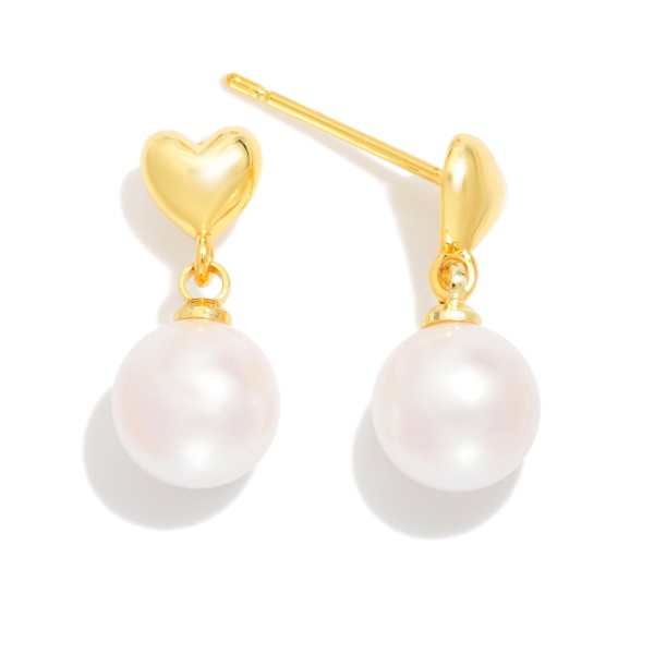 Do Everything In Love Metal Tone Heart & Pearl Post Drop Earrings 

- Christmas Card Included 
- Gold Dipped 
- Approximately .5" L