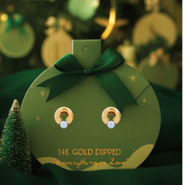 Do Everything In Love Metal Hoop & Pearl Post Drop Earrings 

- Christmas Card Included 
- Gold Dipped 
- Approximately .5" L