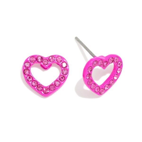 Rhinestone Heart Stud Earrings 

- Approximately .5" L