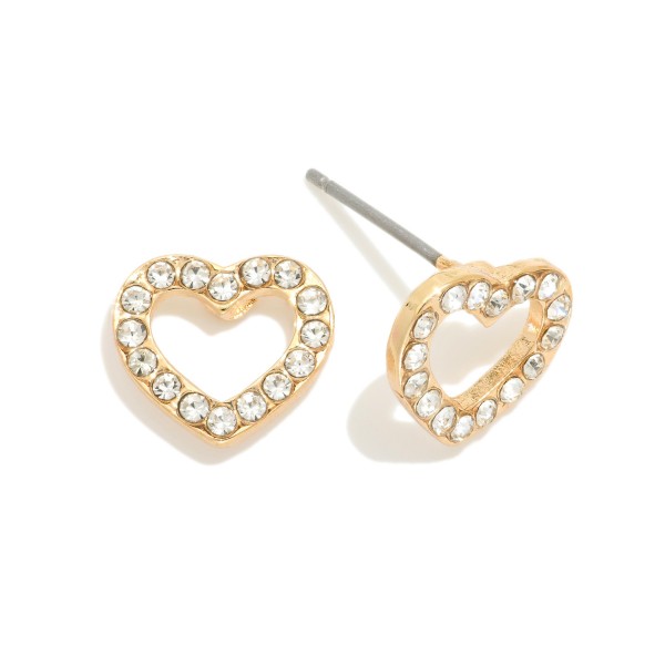 Rhinestone Heart Stud Earrings 

- Approximately .5" L