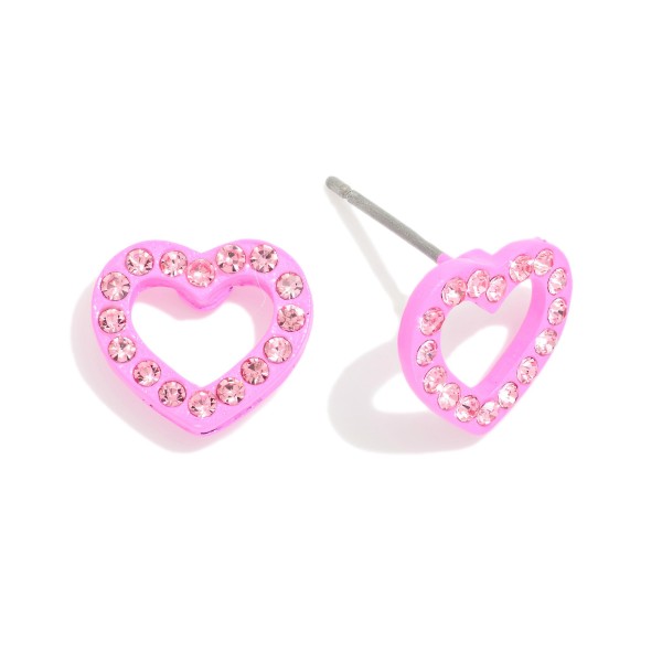 Rhinestone Heart Stud Earrings 

- Approximately .5" L