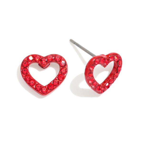Rhinestone Heart Stud Earrings 

- Approximately .5" L