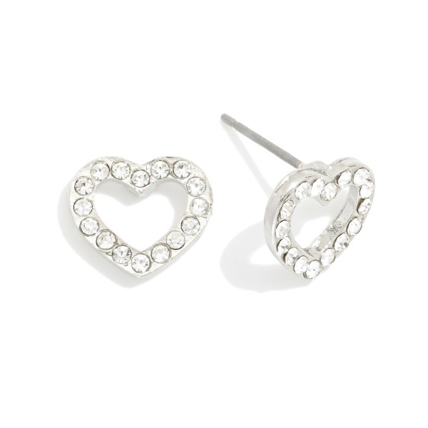 Rhinestone Heart Stud Earrings 

- Approximately .5" L