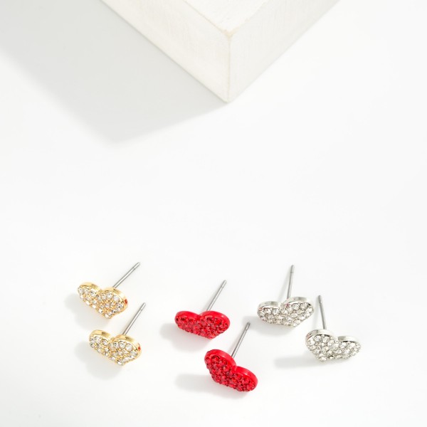 Cubic Zirconia Heart Stud Earrings

- Approximately .5" L 
