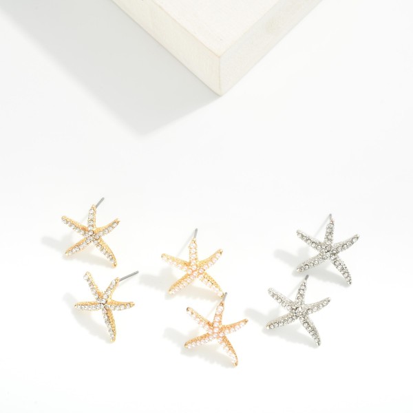 Studded Starfish Stud Earrings 

- Approximately 1" L